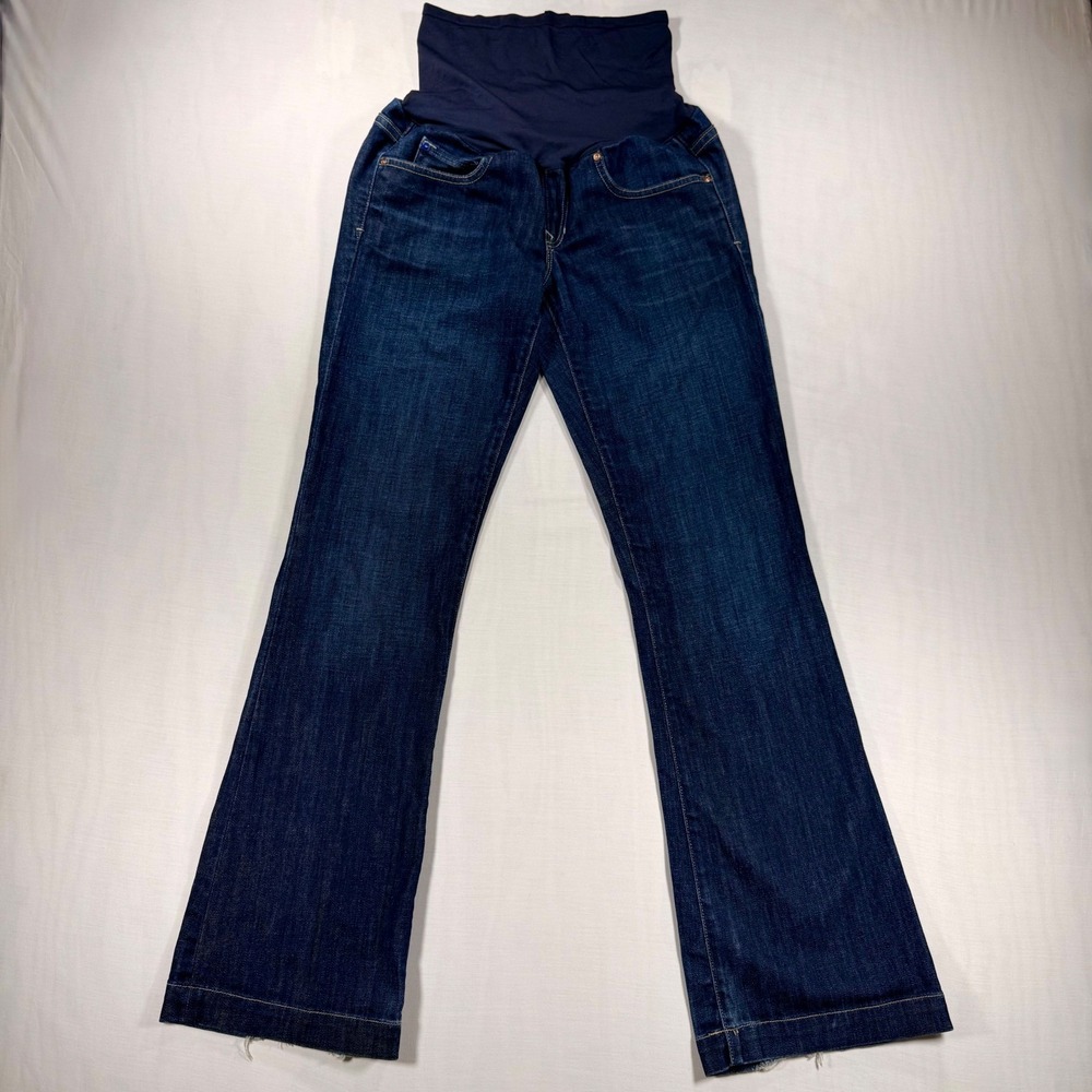 Gap Maternity Long & Lean Bootcut Jeans Dark Wash Size 26 2r Full Belly Panel
